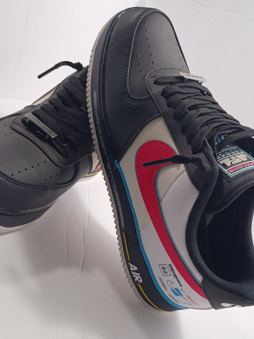 Nike Air Force 1 Racing-Inspired Sneakers - White, Black & Red